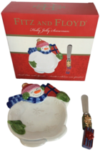 Fitz and Floyd Holly Jolly Snowman Christmas Snack Plate Cheese Spreader Party - £24.03 GBP