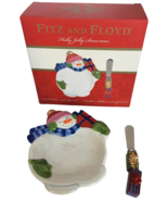 Fitz and Floyd Holly Jolly Snowman Christmas Snack Plate Cheese Spreader... - £23.69 GBP