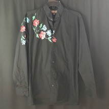 PERRUZO UOMO  Dress  Button Front Shirt Long Sleeve Black Men&#39;s Medium - £11.52 GBP