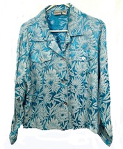 Woman&#39;s Long Sleeve Shirt/Jacket, Chico, Rayon/Silk Blend, Floral Teal P... - $20.66