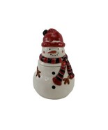 Pier 1 Pier One Snowman Christmas Winter Holiday Cookie Jar Black Red Scarf - £20.29 GBP