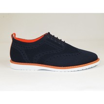 Men Comfort Casual Knit Fabric Wingtip Lace Sneaker Shoes #FRESHORT Navy Blue image 8