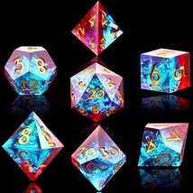 7-Die Dnd Dice Set Handmade Sharp Edge Polyhedral Dice For Dungeons And Dragons  - £23.42 GBP