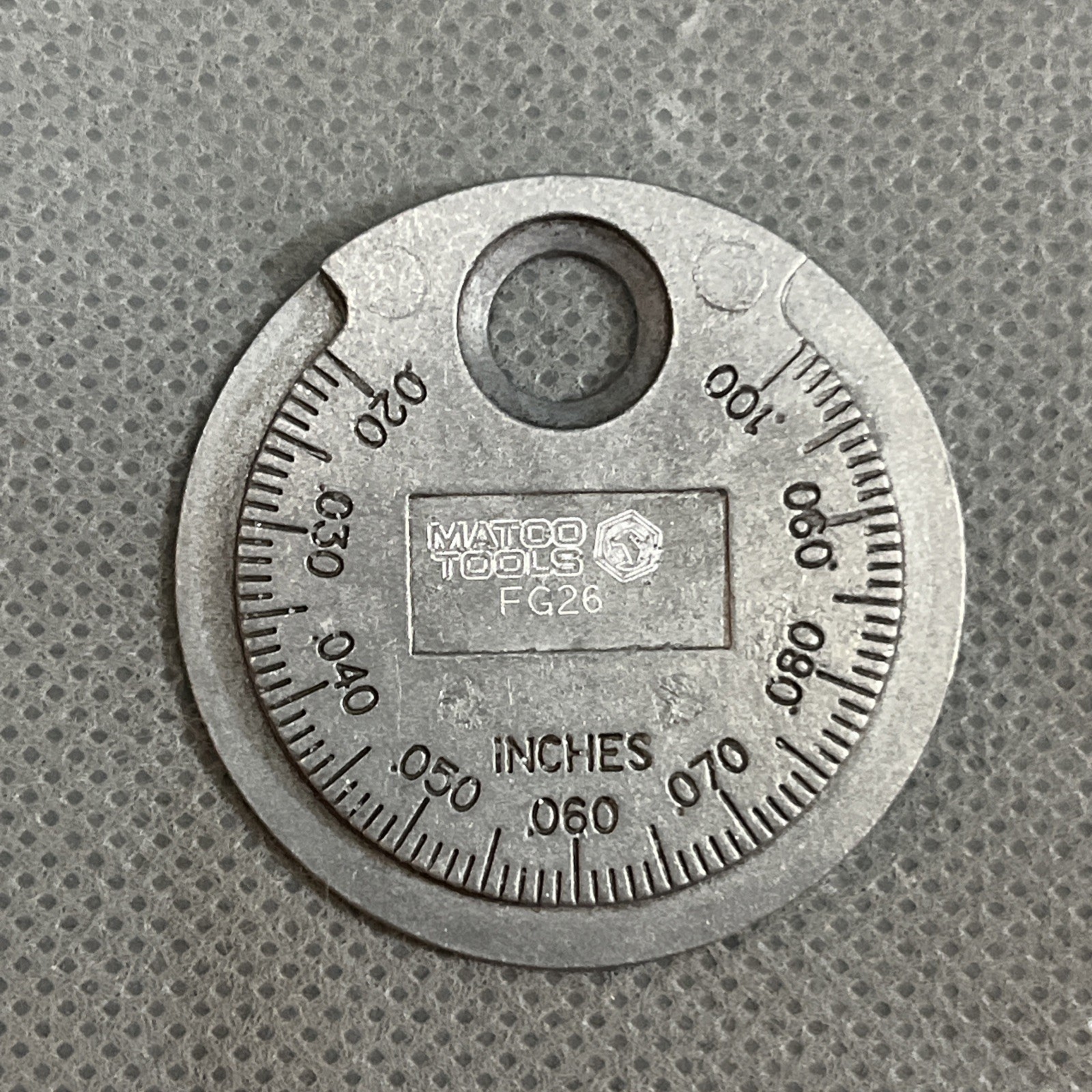 Matco Tools FG26 Spark Plug Gap Gauge Round Disc Made In USA - $9.89