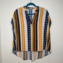 Shein Women XL Boho Geometric Stripe Split‑V Sleeveless High‑Low Blouse ... - $11.95