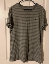 American Eagle Mens Classic Fit Heritage T-Shirt Size L Grey Striped AEO - $12.19