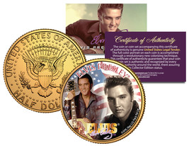 ELVIS PRESLEY * Americana * Colorized JFK Half Dollar U.S. Coin 24K Gold... - £6.78 GBP