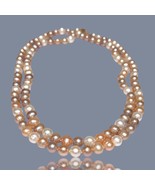 Gigantic Multi Purple Peach White FW Cultured 6.5 - 7mm Pearls Long 33&quot; ... - £104.14 GBP