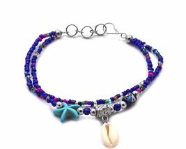 Mia Jewel Shop Natural Seashell Starfish Bead Seed Beaded Multi Strand Bracelet  - £11.89 GBP