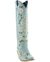 Botas Caborca For Liberty Black Women&#39;s Embroidered Roses Tall Western Boots - £188.85 GBP