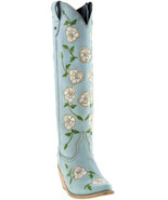 Botas Caborca For Liberty Black Women&#39;s Embroidered Roses Tall Western B... - £258.53 GBP