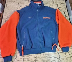 VTG Denver Broncos Football Columbia Fleece Zip Up Jacket Blue Orange Retro Rare - £19.32 GBP