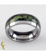 Men&#39;s Tungsten Carbide Band Ring w/ Green Marble Stripe Size 8.25 - €80,58 EUR