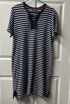 Chaps Short Sleeved Sheath Dress Womens Plus Size 1x Blue Striped Nautical Knit - £15.73 GBP
