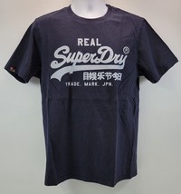 DA) Men Superdry Vintage Graphic Logo Navy Blue T-Shirt Relaxed Fit Large - £15.56 GBP
