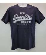 DA) Men Superdry Vintage Graphic Logo Navy Blue T-Shirt Relaxed Fit Large - £15.79 GBP