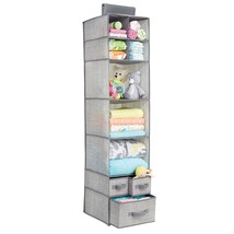 mDesign Fabric Over Closet Rod Hanging Storage Organizer with 7 Open Cube Shelve - £32.76 GBP