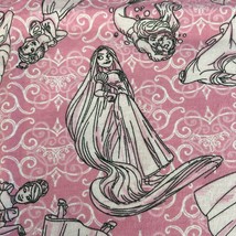 Disney Princess Flannel Fabric Material Pink Belle  Ariel Snow Rapunzel Sketch - £9.00 GBP