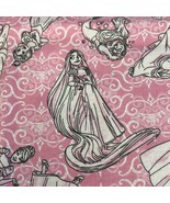 Disney Princess Flannel Fabric Material Pink Belle  Ariel Snow Rapunzel ... - £8.98 GBP