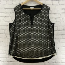 Avenue Tank Top Womens Plus Sz 18/20 Black Cream Eyelet  - $9.89