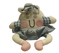 Vintage Humpty Dumpty Plush Blue and White Checkered Hat Skirt Tiny Treasures - £35.14 GBP