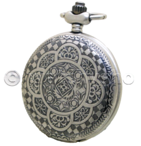 Silver Vintage Pocket Watch for Men 45 mm Brass Pewter Case with Fob Chain P62 - £23.14 GBP