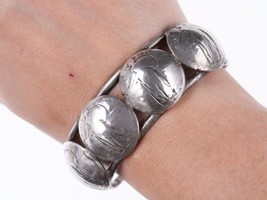 6.5&quot; 1925-1929 Standing Liberty American Quarter Navajo Sterling cuff bracelet - £264.57 GBP