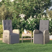 Outdoor Garden 2 Pcs Grey Reclining Poly Rattan Chairs Patio Seats With ... - $394.32