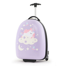 16 Inch Kids Carry-On Luggage Hard Shell Suitcase with Wheels-Pink - Color: Pin - £76.11 GBP