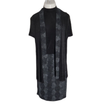 Picadilly Fashion Slinky Top, Blazer &amp; Skirt 3 Piece Outfit Set ~ Sz M ~ Black - £39.56 GBP