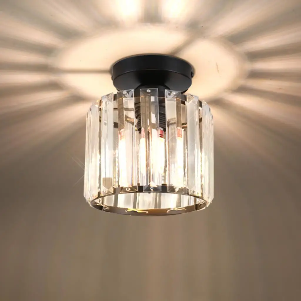  Industrial Ceiling Light Vintage Gl Crystal Ceiling Lamp  E27 Home Plafondlamp  - £187.46 GBP