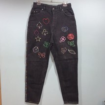 Vtg Lee Womens 14 Long Jeans Embroidered Rainbow Floral Shroom Star Made In USA - £18.29 GBP