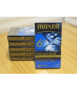 Lot of 6 Blank Maxell VHS Tapes - Premium Grade 6 Hour T-120 NEW Factory... - $27.80