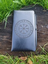 Handmade engraved Viking Vegvisir Pagan Hard Thermo Leather Notebook Diary 2024 - £10.59 GBP