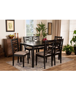 Maliyah Sand Fabric Upholstered Dark Brown 7-Piece Dining Set - €697,59 EUR Maliyah Sand Fabric Upholstered Dark Brown 7-Piece Dining Set - €697,59 EUR