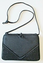 Vintage La Regale Black Clutch  Cotton Ribbed Handbag - $24.75