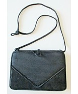 Vintage La Regale Black Clutch  Cotton Ribbed Handbag - $24.75