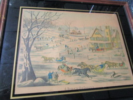 Currier And Ives Colored Lithograph &quot;Home In The Country&quot; Antique - £274.58 GBP