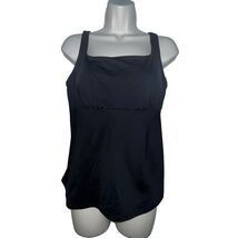 Lands End Black Tummy Control Square Neck Tankini SWIM TOP Size 10 DDD 5... - $28.51