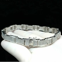 Homme Lien Tennis Bracelet D/VVS1 Lab-Created 14K Plaqué or Blanc Argent... - £379.81 GBP