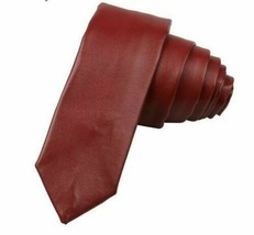 Maroon Men&#39;s Leather Tie Genuine Lambskin Handmade Stylish High Quality ... - £29.15 GBP
