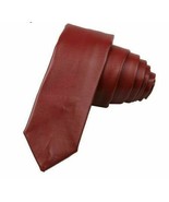 Maroon Men&#39;s Leather Tie Genuine Lambskin Handmade Stylish High Quality ... - £28.79 GBP