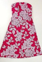 Express Stretch Pink Strapless Floral Summer Dress Cotton  Womens Size 4 - £20.35 GBP