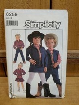 Simplicity 1987 Children&#39;s Cowboy / CowGirl Costume 8259 Sz 4 Pants Shir... - £14.32 GBP