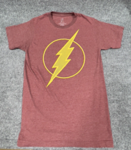 The Flash T-Shirt Mens Small (34/36) Maroon Graphic Front Lighting Bolt DC Comic - £9.73 GBP