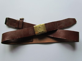 Romania - original army leather belt with a buckle of 122 cm. # 0013 - £15.68 GBP