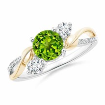 ANGARA Peridot and Diamond Twisted Vine Ring for Women, Girls in 14K Solid Gold - £1,382.66 GBP