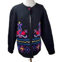 Vintage Doncaster Embroidered Embellished Boiled Wool Sweater Coat Overs... - £19.80 GBP