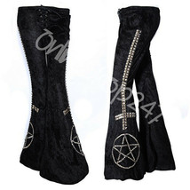 New Women Black Flapper Cutting Cross Star Silver Studded Suede Leather ... - £198.72 GBP