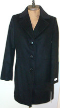 New NWT Womens 8 Black Calvin Klein Cashmere Wool Blend Coat Jacket Classic Notc - £309.89 GBP